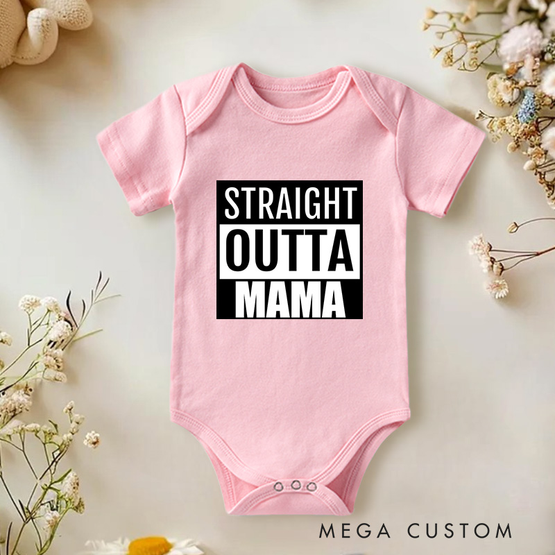 Personalized Straight Outta Mama Papa Celebrating Newborns Baby Onesie