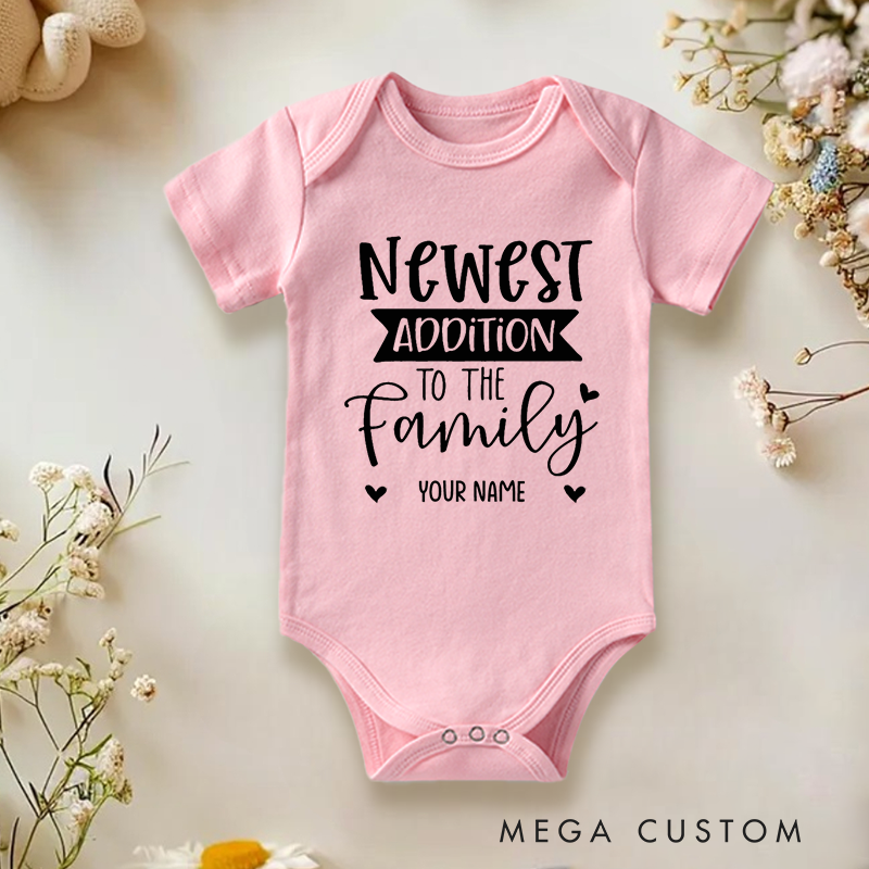 Personalized Newest Addition to the Family Celebrating the Arrival of a Precious New Family Member Baby Onesie