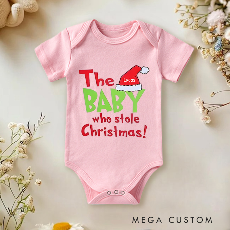 Personalized The Baby Who Stole Christmas Perfect for Celebrating Baby's First Christmas Baby Onesie