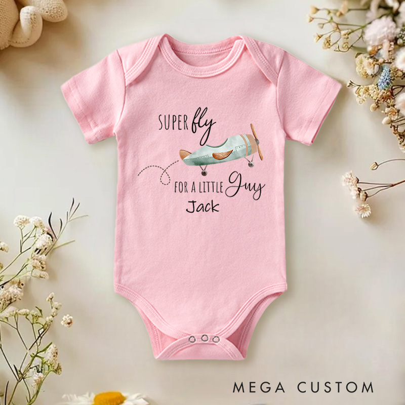 Personalized Super Fly for a Little Guy Airplane Baby Bodysuit Cute Baby Gift