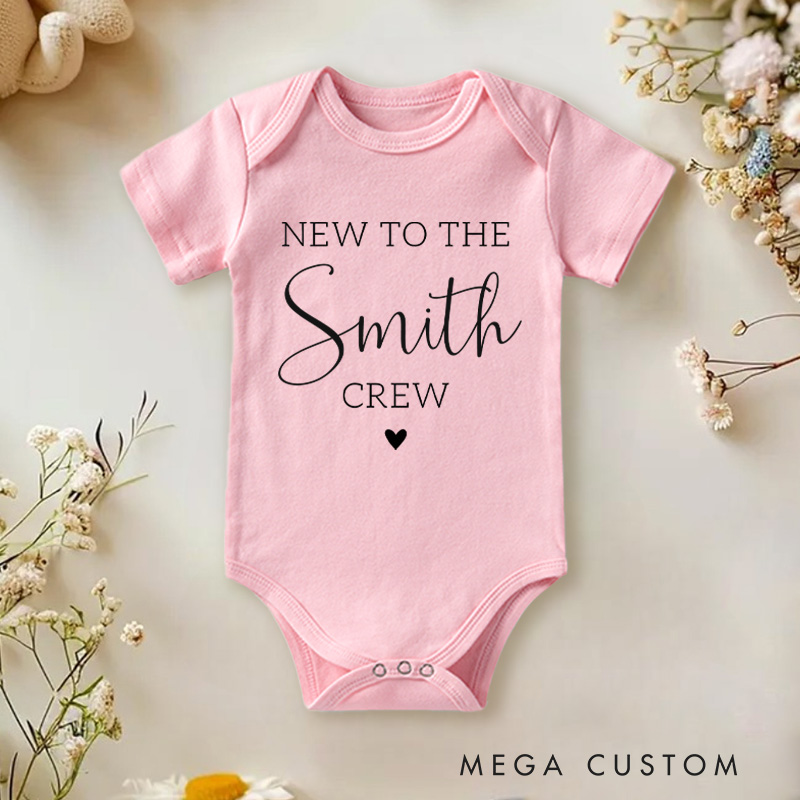 Personalized New to the Crew Baby Onesie Baby Shower Gift 