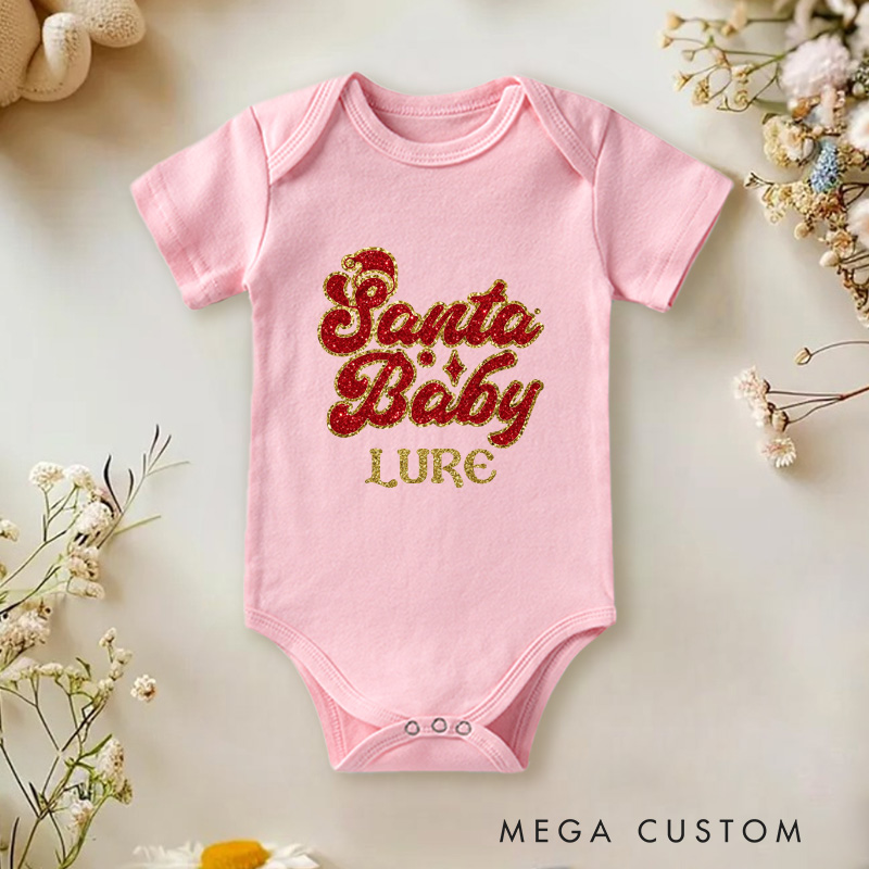 Personalized Christmas Santa Baby Onesie With Your Name Baby Christmas Gift