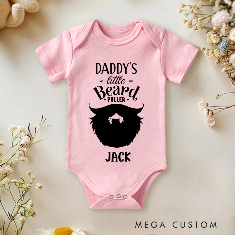 Personalized Daddy's Little Beard Puller Baby Onesie Funny Father's Day Gift