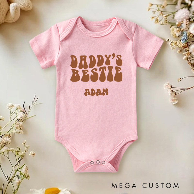 Personalized Daddy's Bestie Cute and Heartwarming Design Celebrating the Special Bond Between Dad and Child Baby Onesie