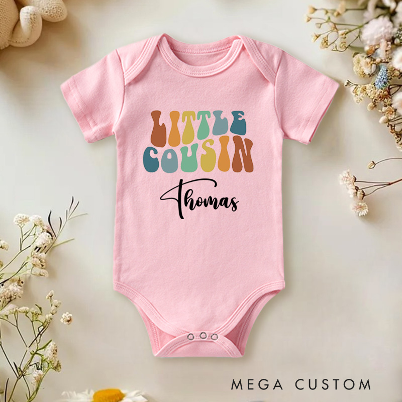 Personalized Little Cousin Inspired Colorful Celebrating the Special Bond of Family Baby Onesie