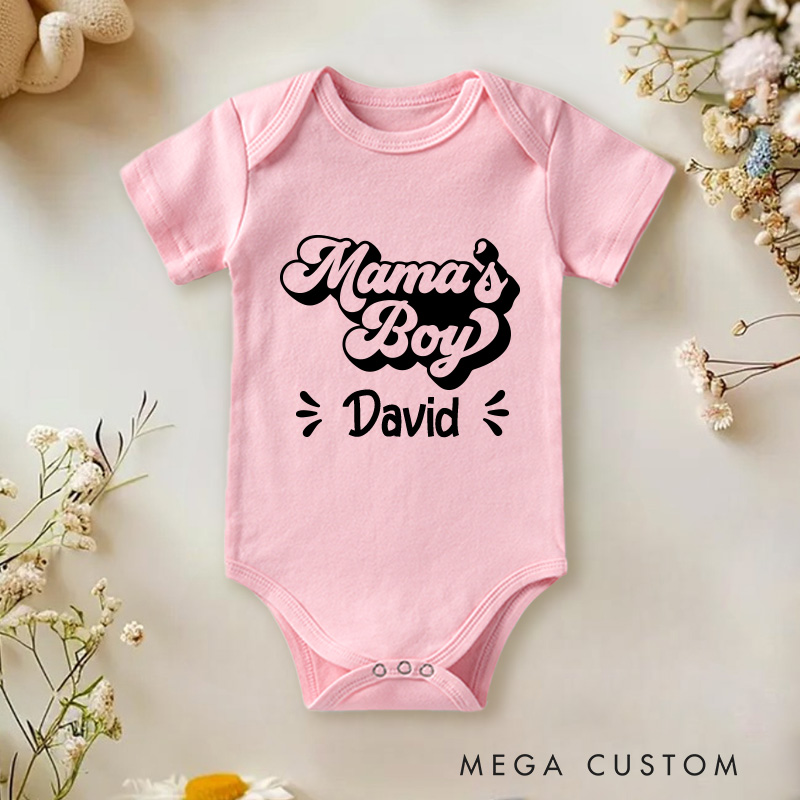 Personalized  Mama's Boy Baby Onesie Retro Boys Onesie Baby Gift for New Mom