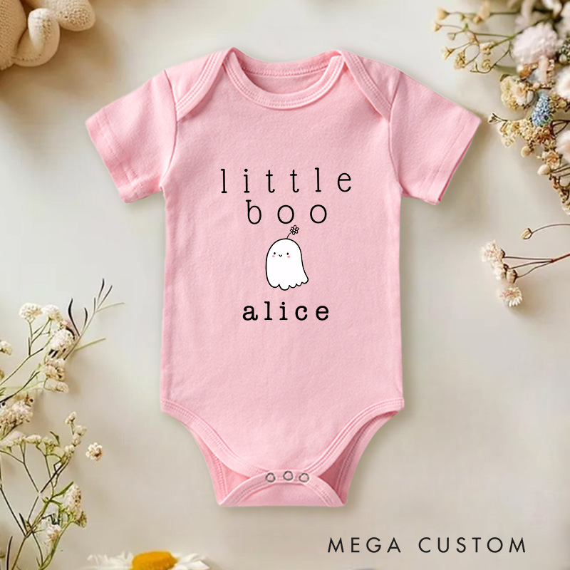 Personalized Little Boo Baby Onesie with Your Name Halloween Baby Gift