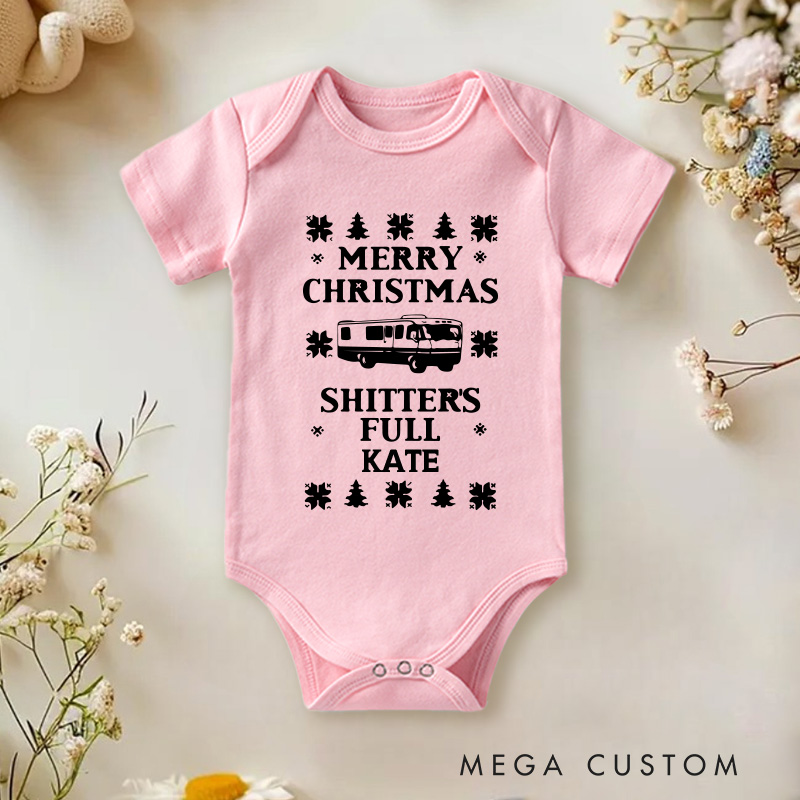 Personalized Merry Christmas Shitter's Full Baby Onesie Ugly Christmas Vacation Baby Onesie Newborn Gift