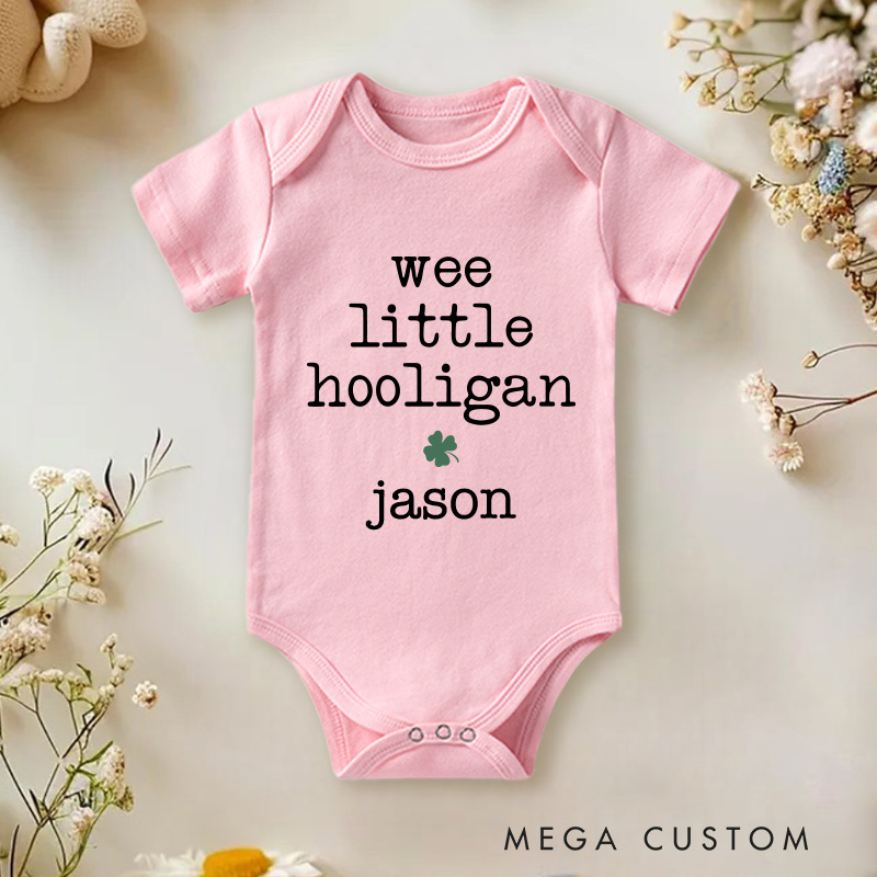 Personalized Wee Little Hooligan Baby Onesie St Patrick's Day Baby Onesie Natural Irish Baby Gift