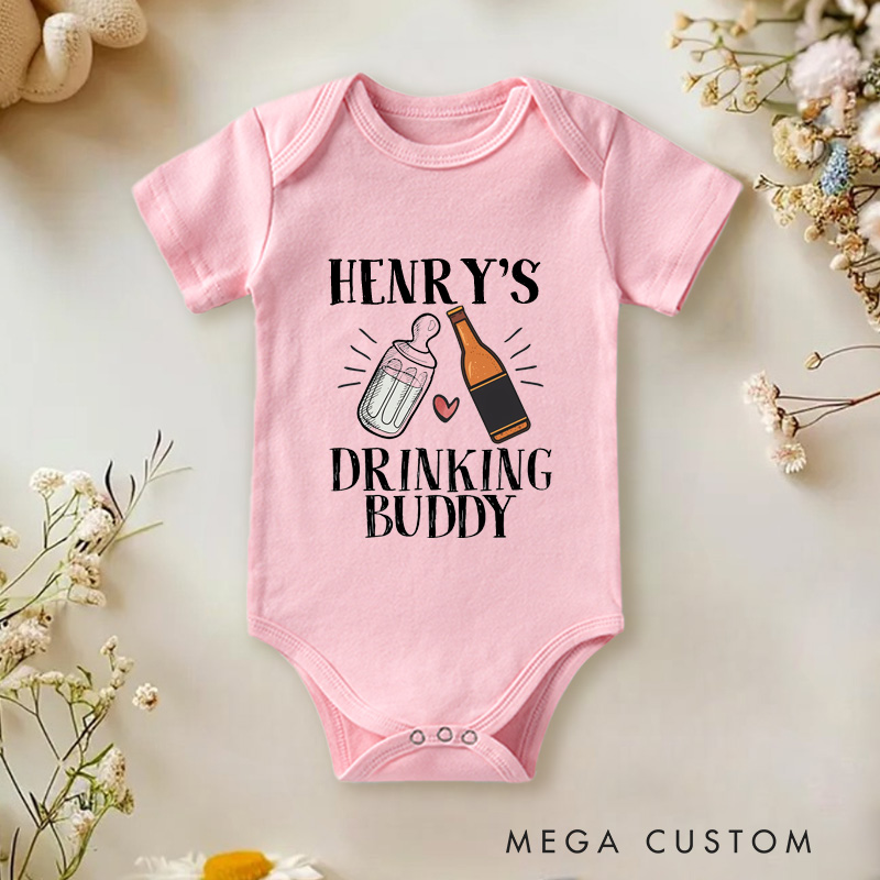 Personalized Daddy's Drinking Buddy Baby Onesie Dad Gift Onesie Baby Shower Gift