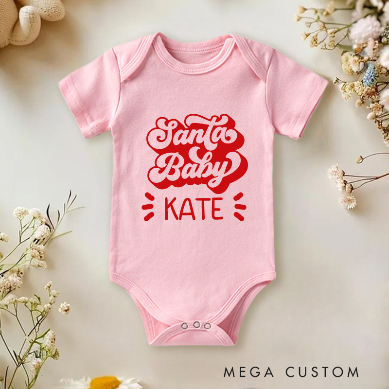 Personalized Christmas Rerto Santa Baby Super Baby Onesie Christmas Baby Gift