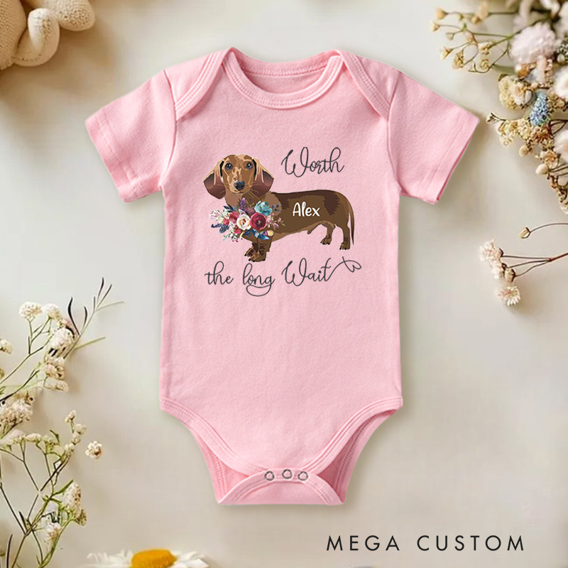 Personalized Worth the Long Wait Floral Accents for Dog Lovers and Pet Enthusiasts Baby Onesie