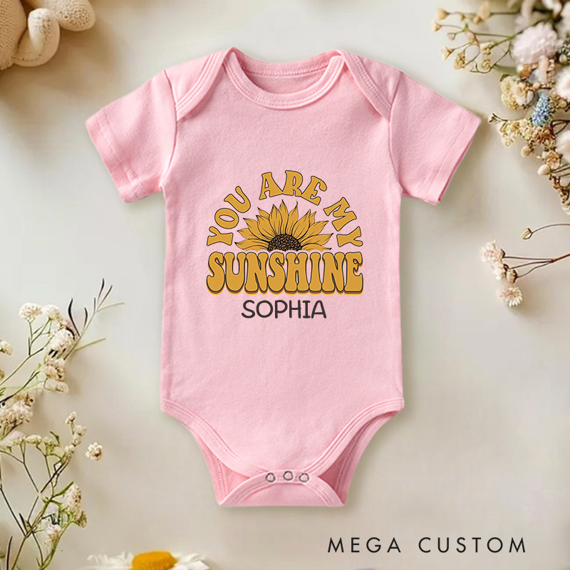 Personalized You Are My Sunshine Baby Onesie Boho Sunflower Onesie Baby Shower Gift