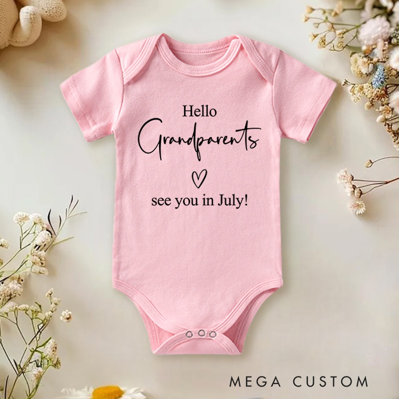 Personalized Hello Family Baby Onesie Pregnancy Announcement Gift