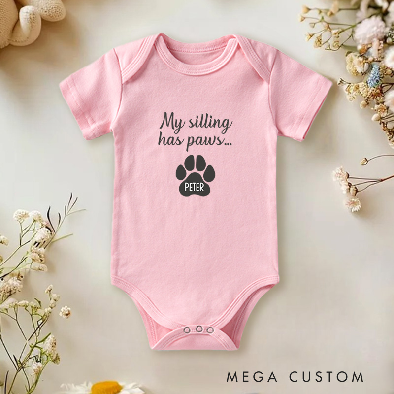 Personalized My Siblings Have Paws Cute and Playful Design Celebrating the Love for Furry Family Members Baby Onesie