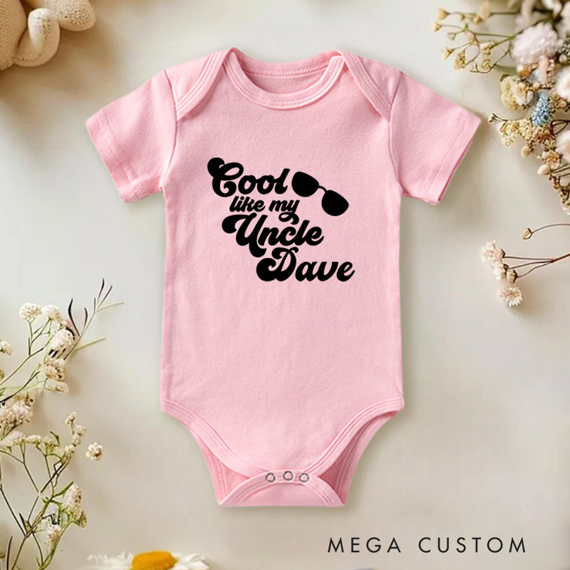 Personalized Cool Like My Uncle Fun and Stylish Design with Sunglasses Celebrating the Coolness of Family Bonds Baby Onesie