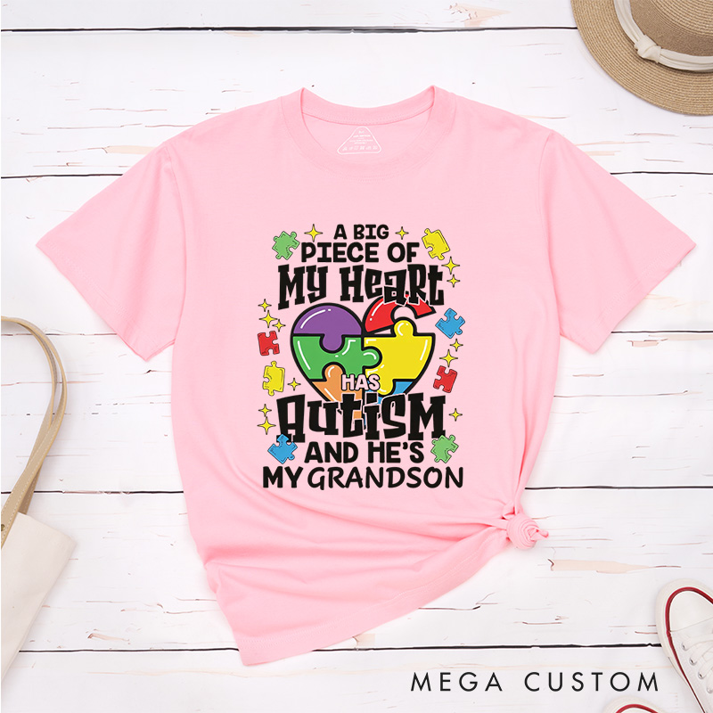 Personalized A Big Piece Of My Heart T-Shirt Autism Awareness Gift
