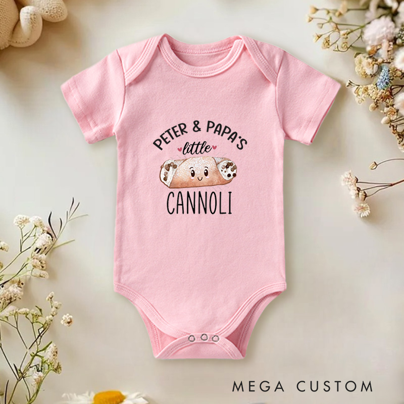 Personalized Someone & Papa's Little Cannoli Cute and Playful Dessert for Family and Food Lovers Baby Onesie