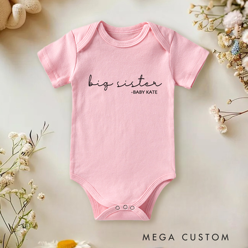 Personalized Big Sister Baby Onesie with Your Name Baby Shower Gift