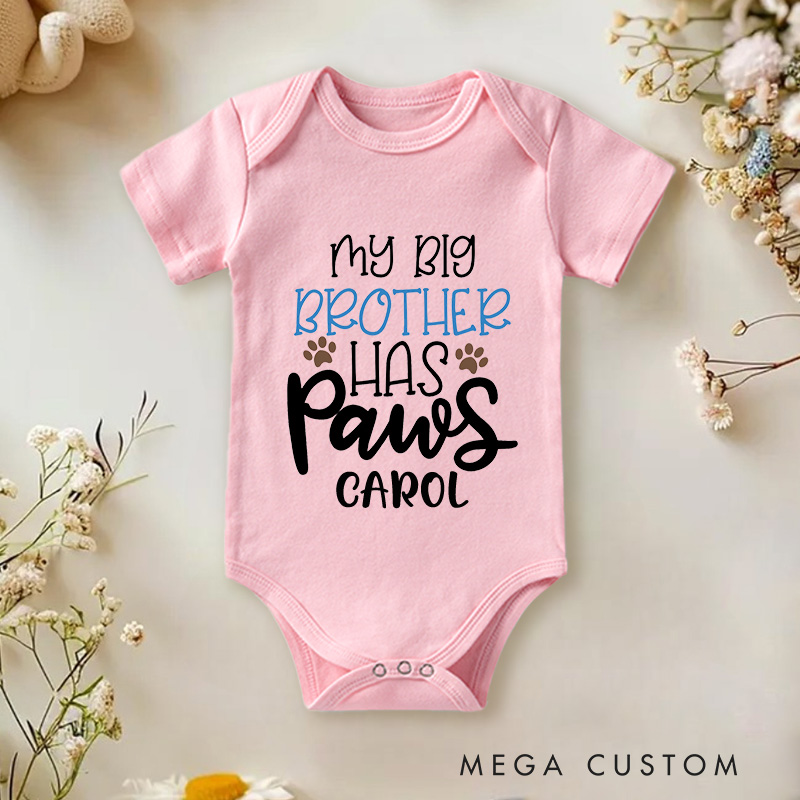 Personalized Baby My Big Brother Has Paws Dog Onesie Newborn Baby Gift