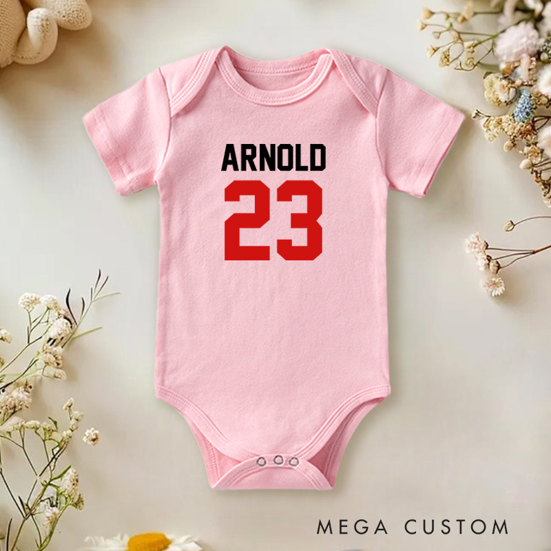 Personalized Sports Inspired Jersey Number Design Baby Onesie