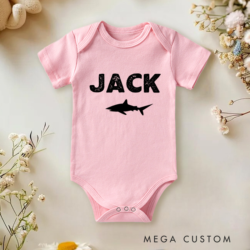 Personalized ANY AGE Shark Baby Onesie Birthday Gift for Baby Nursery Gift