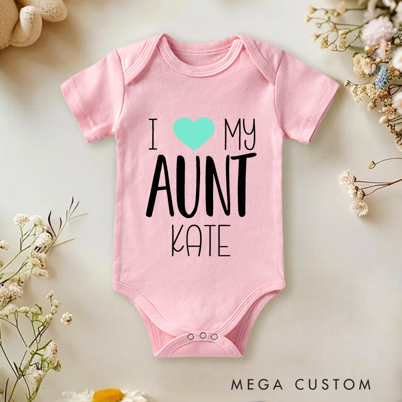 Personalized I love My Aunt Baby Onesie with Your Name Baby Shower Gift