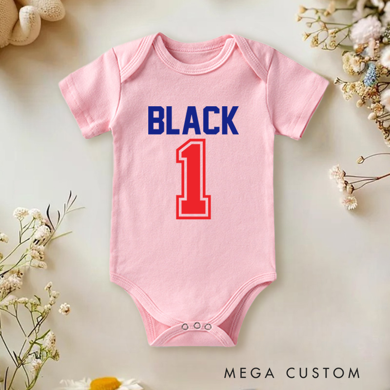 Personalized Sport Bold Personalized Sports Jersey Number Baby Onesie