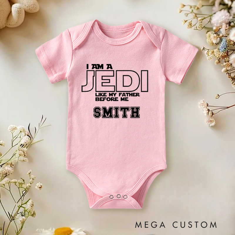 Personalized I Am a Jedi Like My Father Before Me Baby Onesie