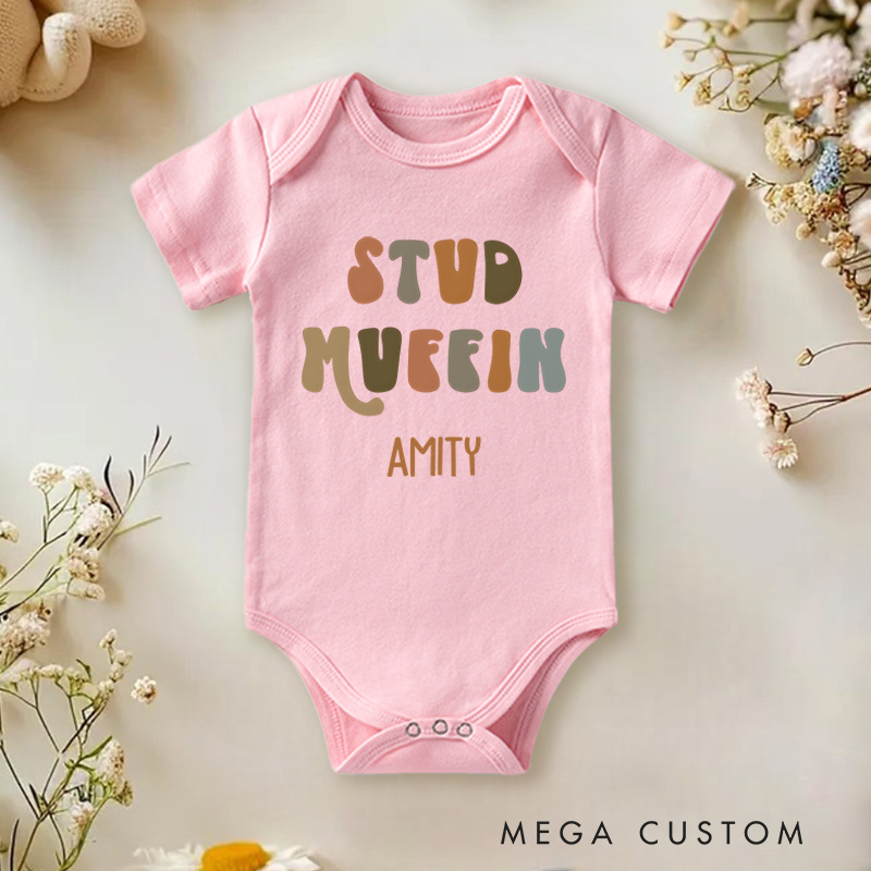 Personalized Stud Muffin Baby Onesie Baby Shower Gift
