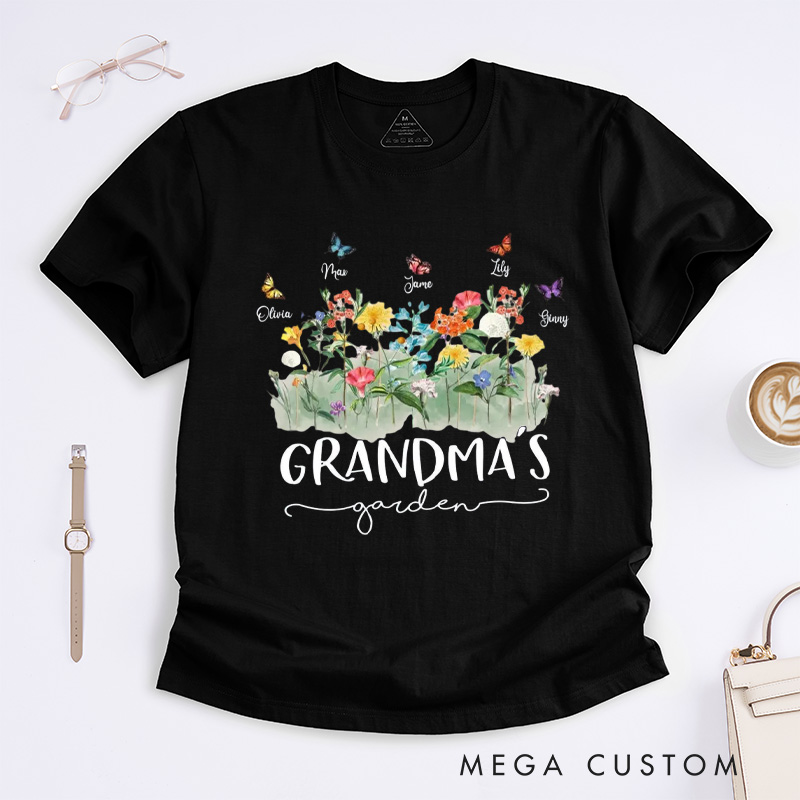Personalized Grandma's Garden Classic T-Shirts Gardening Shirt Custom Mom Shirt Mother's Day Gift