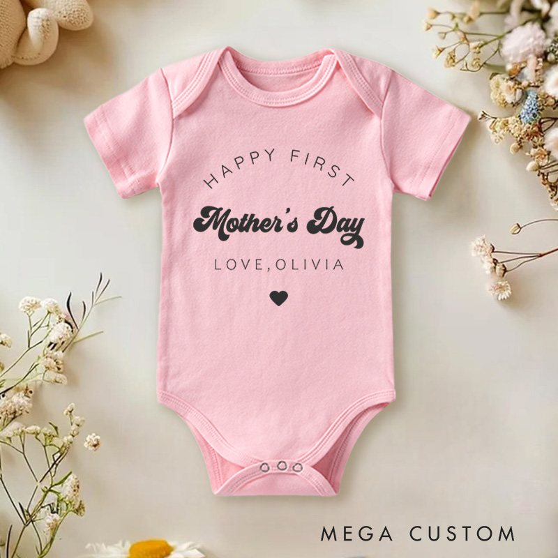 Personalized Happy First Mothers Day Baby Onesie Newborn Gift