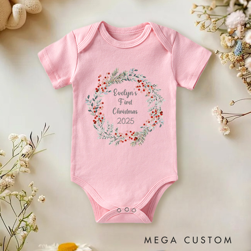 Personalized Baby’s First Christmas Baby Onesie Newborn Gift