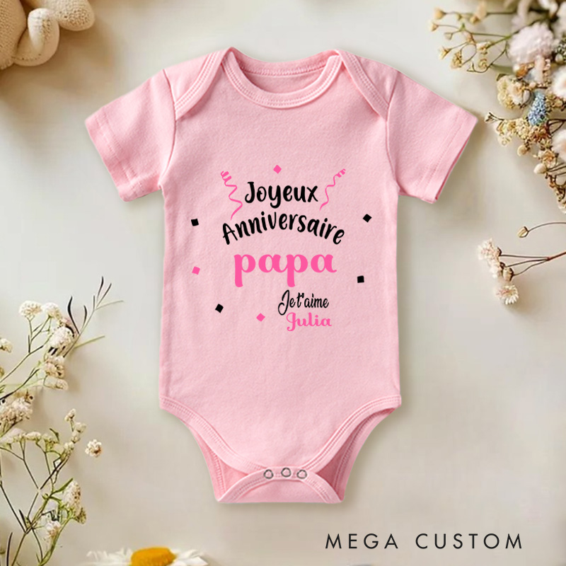Personalized Personalization Happy Birthday Dad I Love You Baby Onesie New Baby Girl Boy Gift