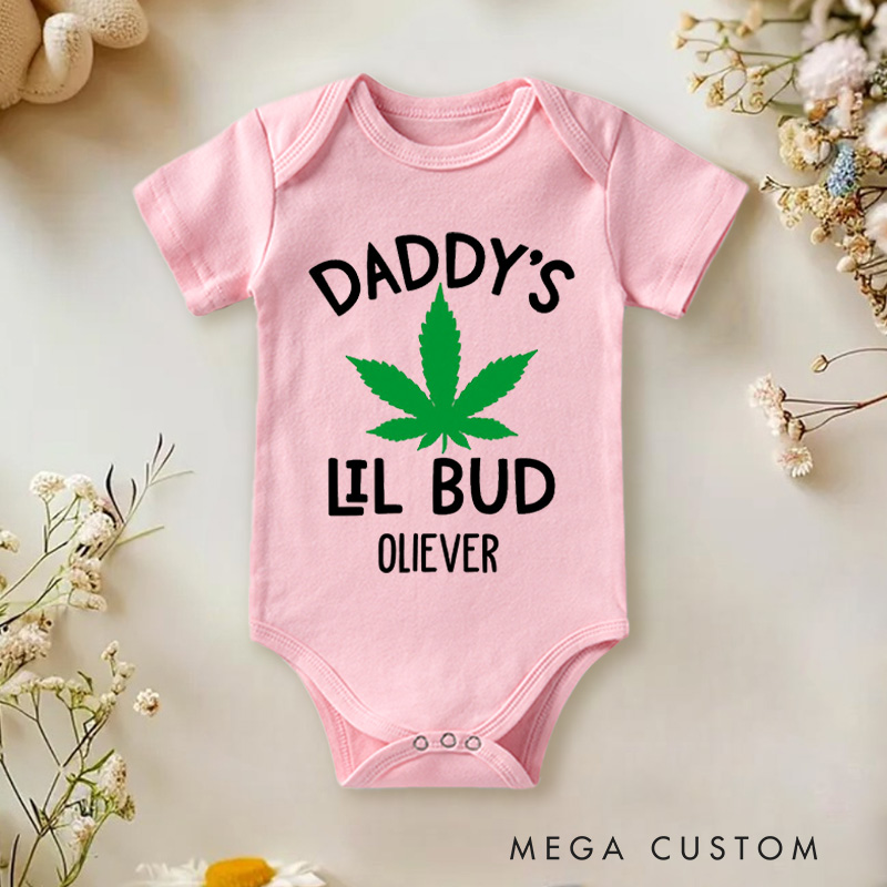 Personalized Daddy's Lil Bud Baby Onesie Funny Baby Gift