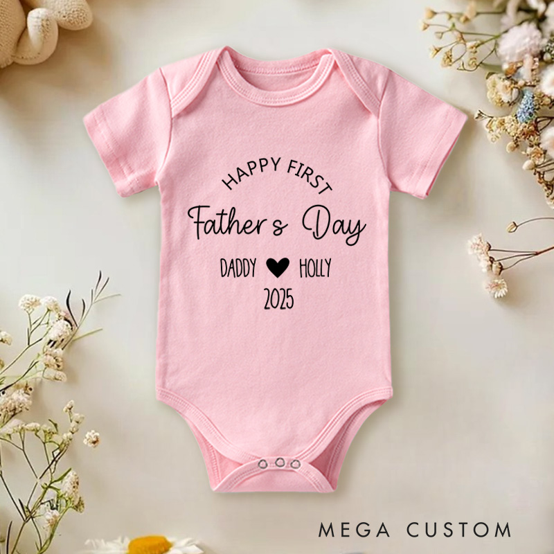 Personalized Happy First Father's Day Baby Onesie Gifts for Dad from Baby