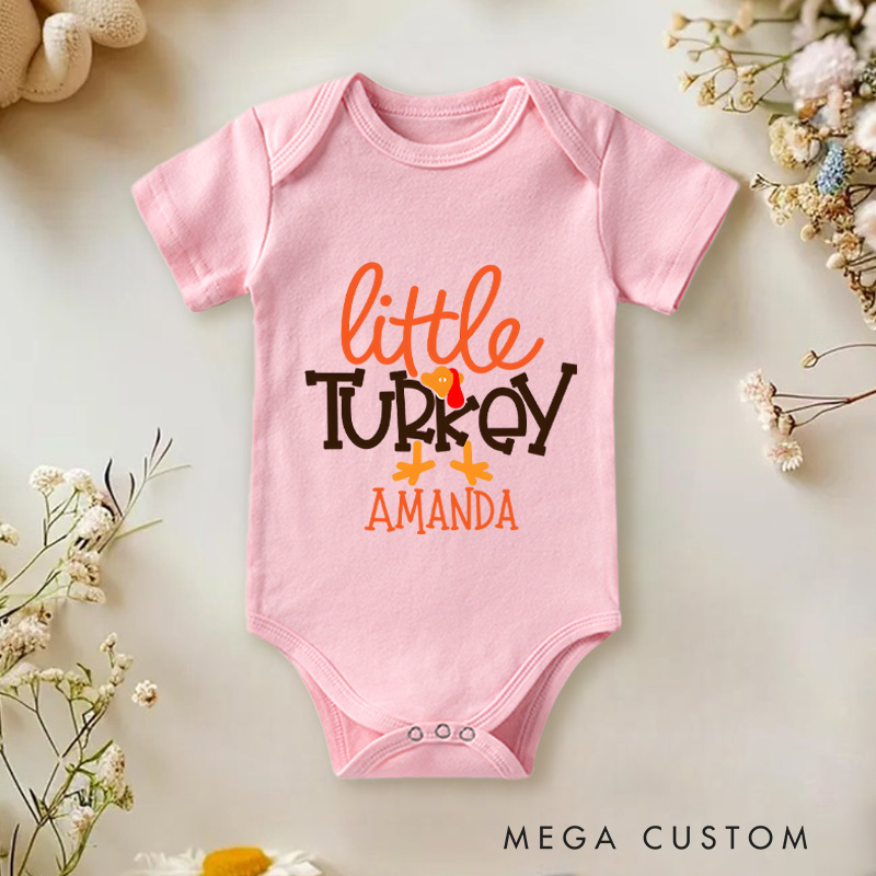 Personalized Thanksgiving Little Turkey Baby Onesie Gift for New Baby