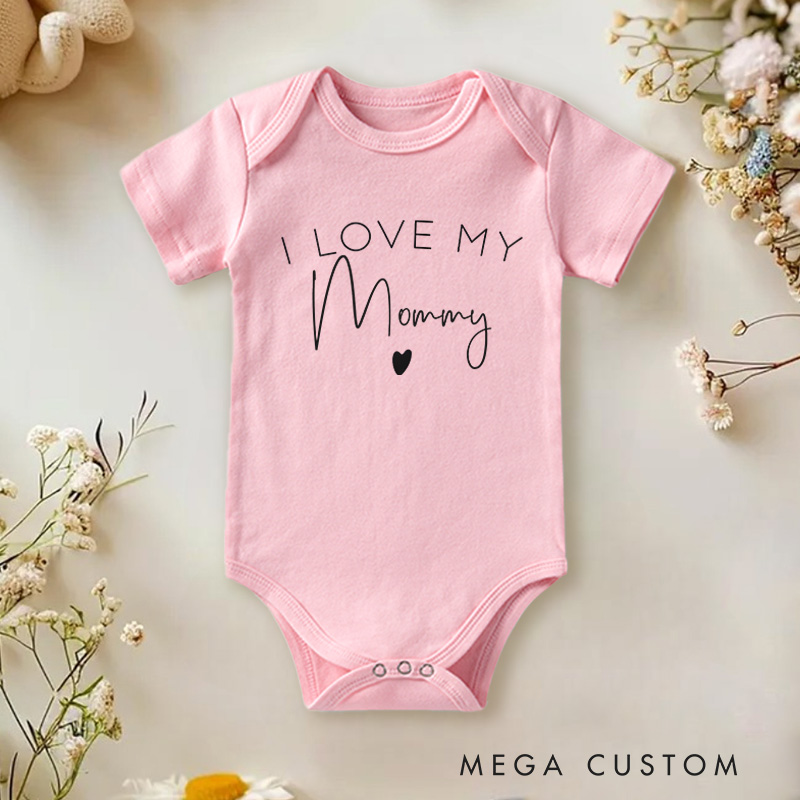 Personalized Cute I Love My Fmily Baby Onesie Gift for Baby 