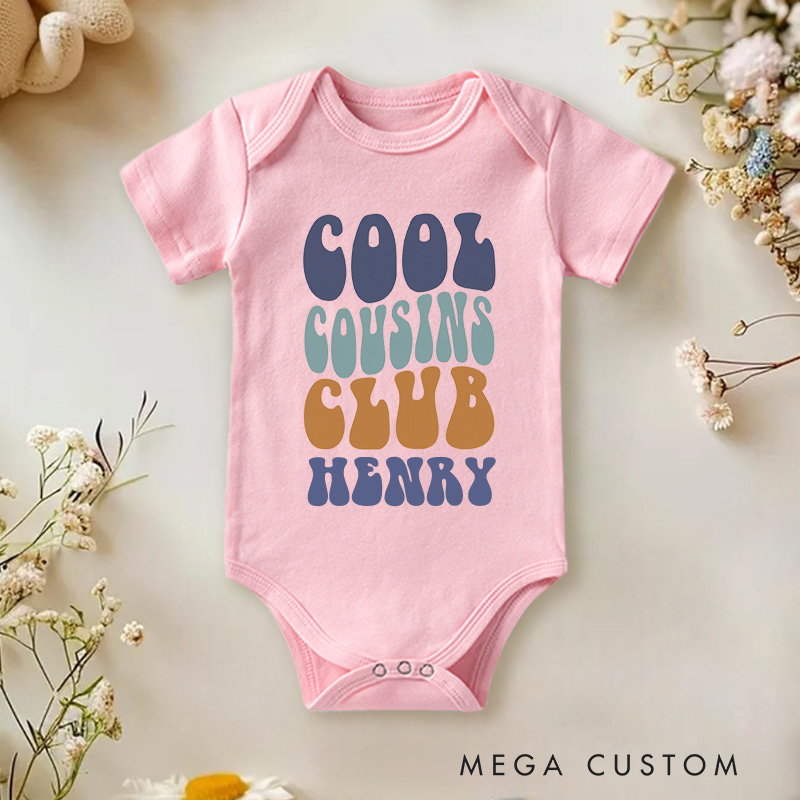 Personalized Cool Cousin Club Baby Onesie Baby Gift for New Mom Pregnancy Announcement Gift