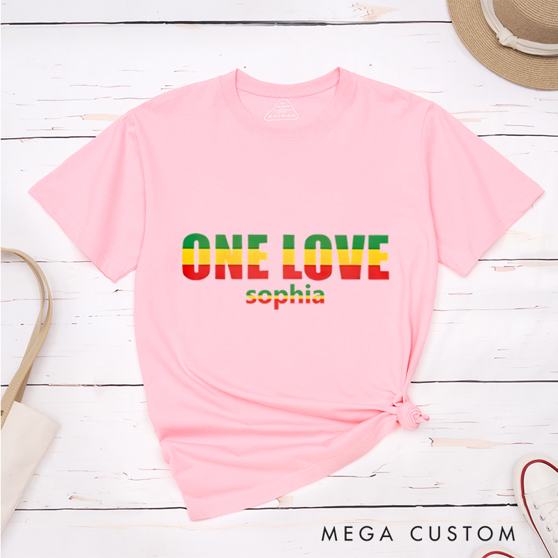 Personalized One Love Rasta T-shirt Mental Health Awareness Motivational Gift