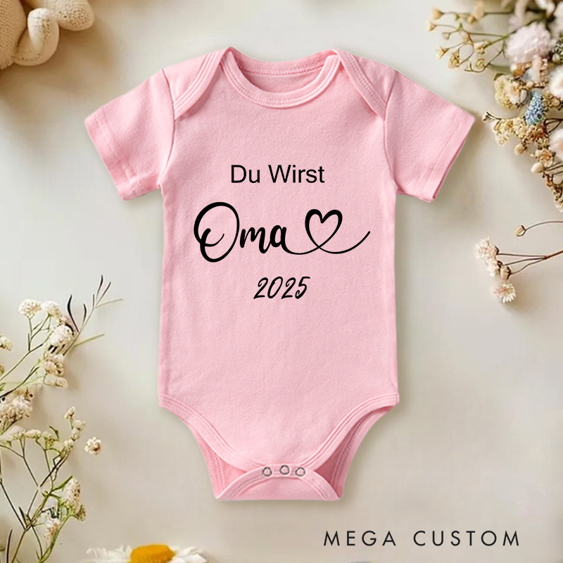 Personalized Du wirst Oma Baby Onesie New Baby Girl Boy Gift Pregnancy Announcement Gift