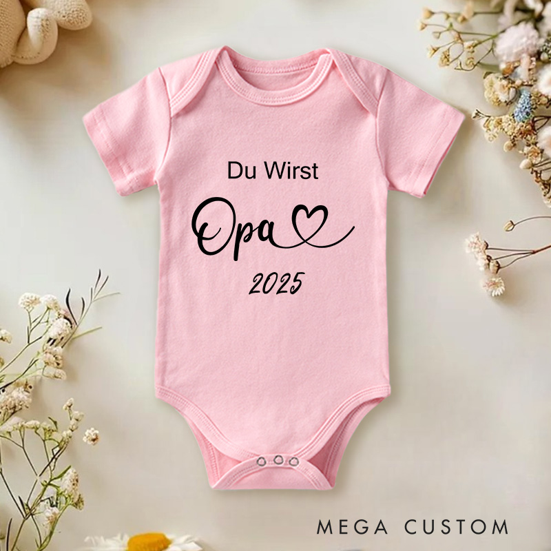 Personalized Du wirst Opa Baby Onesie New Baby Girl Boy Gift Pregnancy Announcement Gift