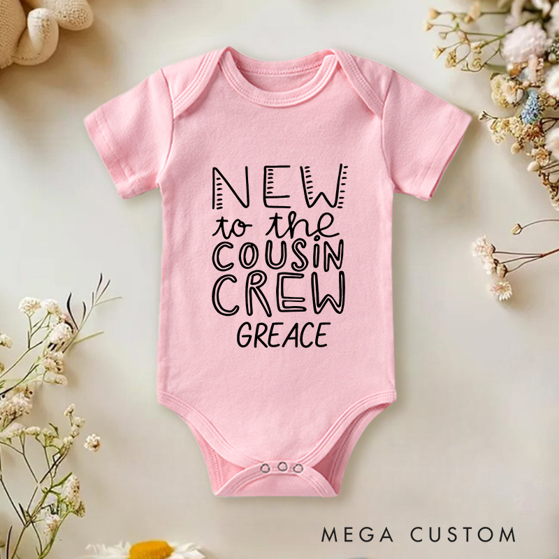 Personalized New To The Cousin Crew Baby Onesie Baby Shower Gift Cousin Announcement Gift