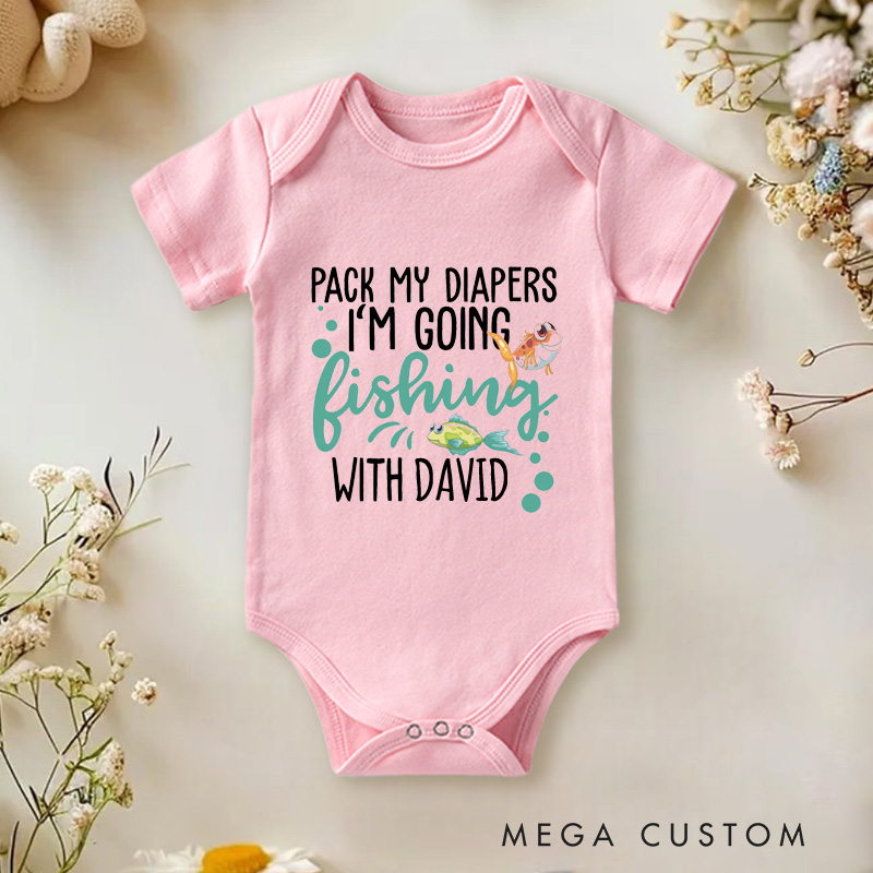 PersonalizedPack My Diapers I'm Going Fishing With Daddy  Baby Onesie Newborn Gift