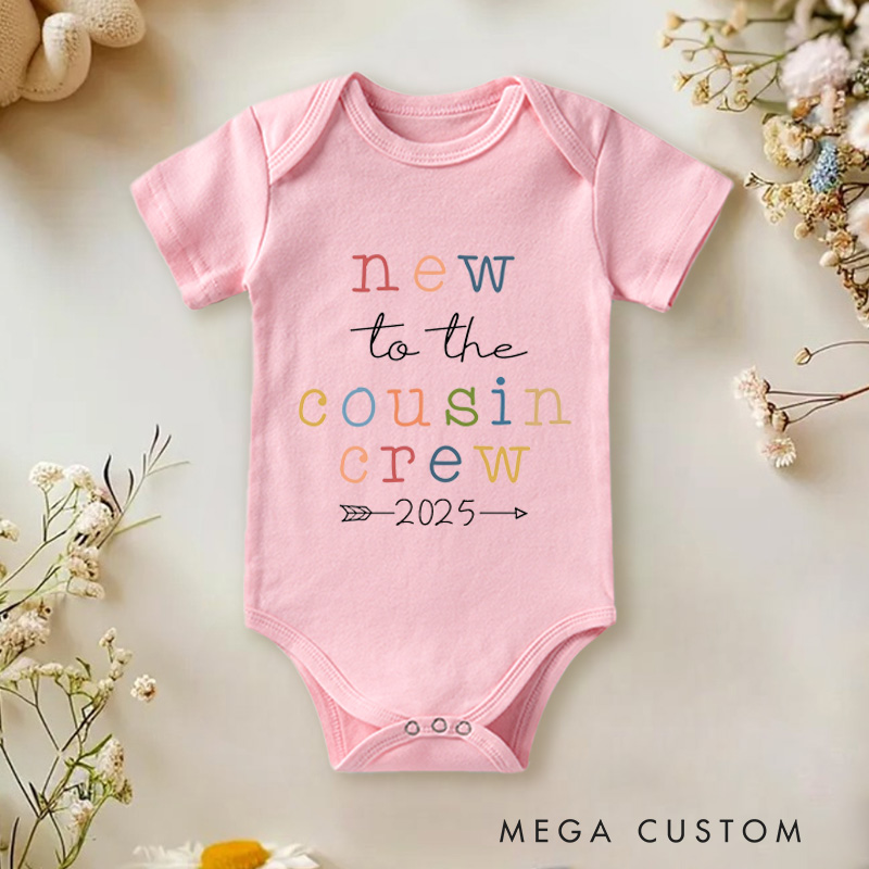 Personalized New To The Cousin Crew Baby Onesie Pregnancy Announcement Gift