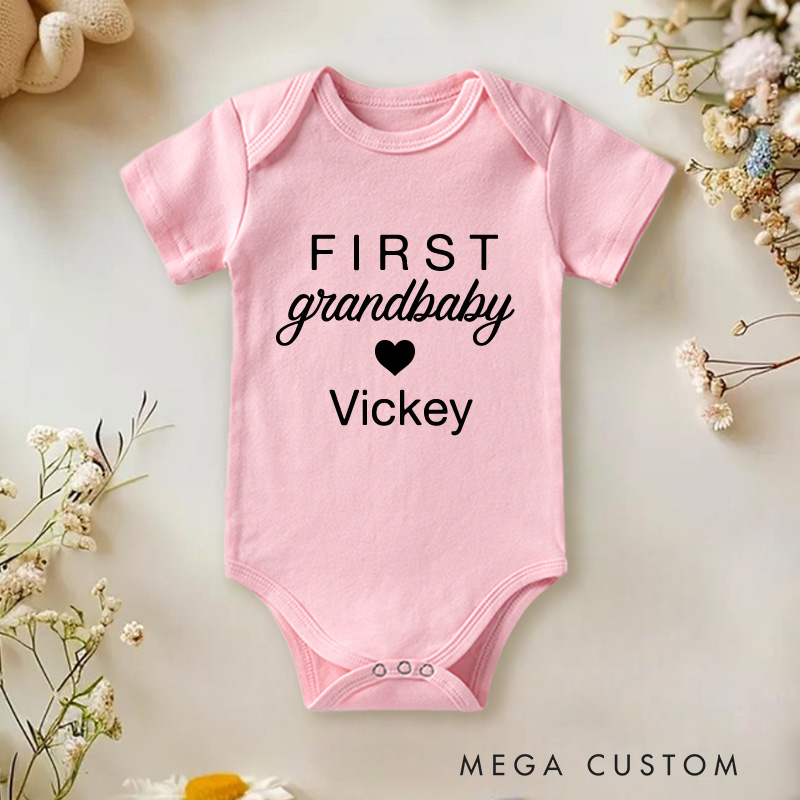 Personalized Embroidered First Grandbaby Baby Onesie Baby Pregnancy Announcement Gift