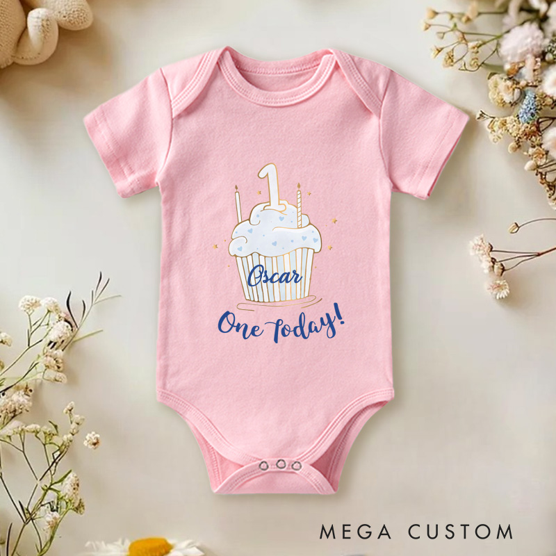 Personalized 1st First Birthday Baby Onesie Gift Onesie for Boy Cake Smash