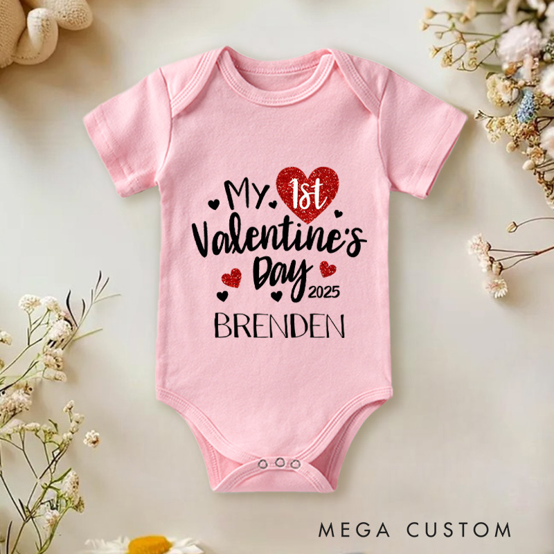 Personalized My 1st Valentine's Day Baby Onesie Funny Gift for Baby