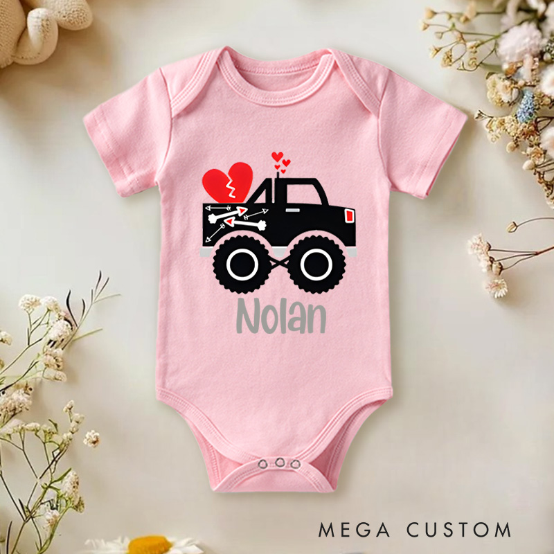 Personalized Valentine's with Hearts and Arrows Baby Onesie Funny Baby Gift