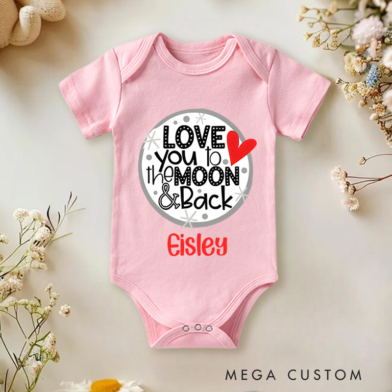 Personalized Love You to the Moon and Back Baby Onesie Valentine's Day Baby Gift